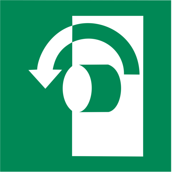 Turn Anticlockwise (Counterclockwise) to Open Sign (ISO 7010)