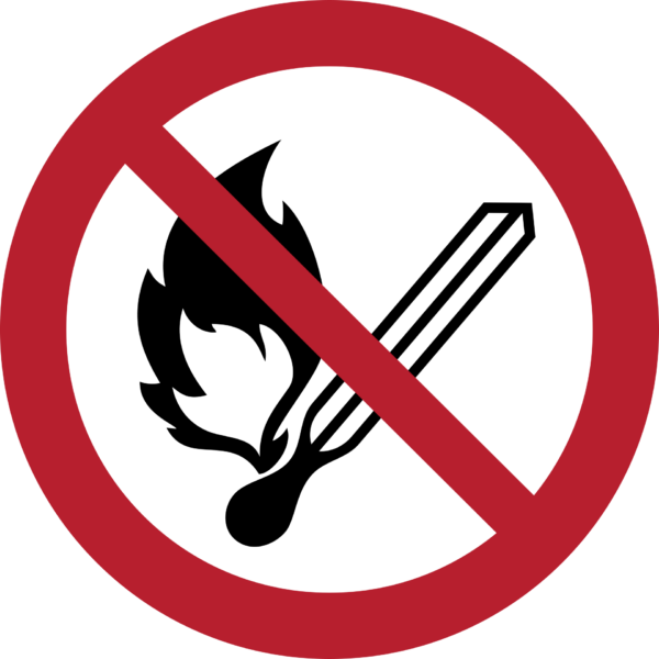 No Open Flame Sign (ISO 7010)