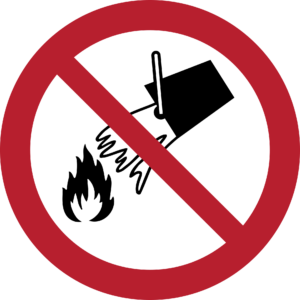 Do Not Extinguish with Water Sign (ISO 7010)