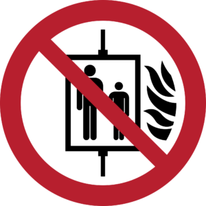 Do Not Use Lift in the Event of Fire Sign (ISO 7010)