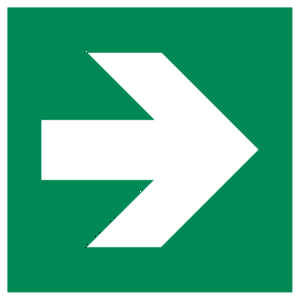 Green Direction Arrow Sign (90° Angle, ISO 7010)