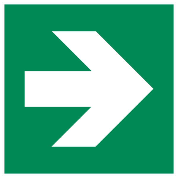 Green Direction Arrow Sign (90° Angle, ISO 7010)
