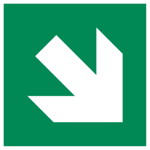 Green Direction Arrow Sign (45° Angle, ISO 7010)