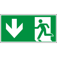 Emergency Exit + Arrow Down Sign (ISO 7010)