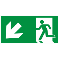 Emergency Exit + Arrow Left Down Sign (ISO 7010)