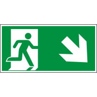 Emergency Exit + Arrow Right Down Sign (ISO 7010)
