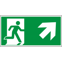 Emergency Exit + Arrow Right Up Sign (ISO 7010)